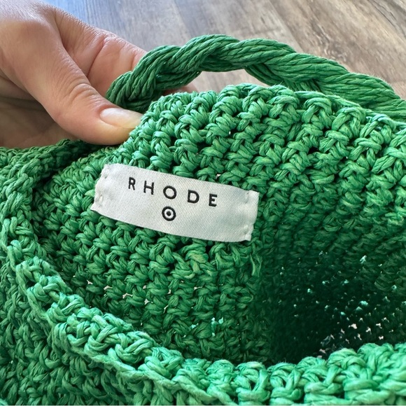 NWT! Rhode x Target collab Woven Raffia Kelly Green Bucket Bag - Picture 10 of 10